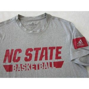 Adidas Mens NC State Wolfpack Basketball Shirt Team Issue Gray Medium NCSU Tee T